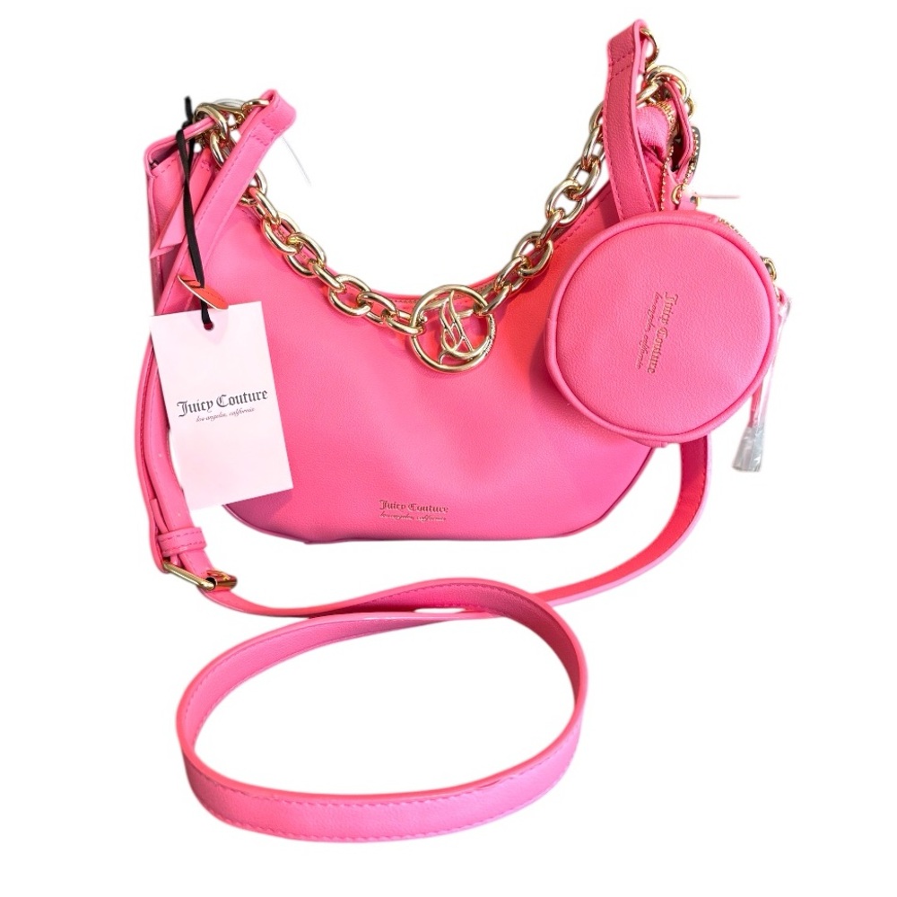 Juicy Couture Hot Pink Crossbody Bag with Gold Chain - Picture 1 of 5